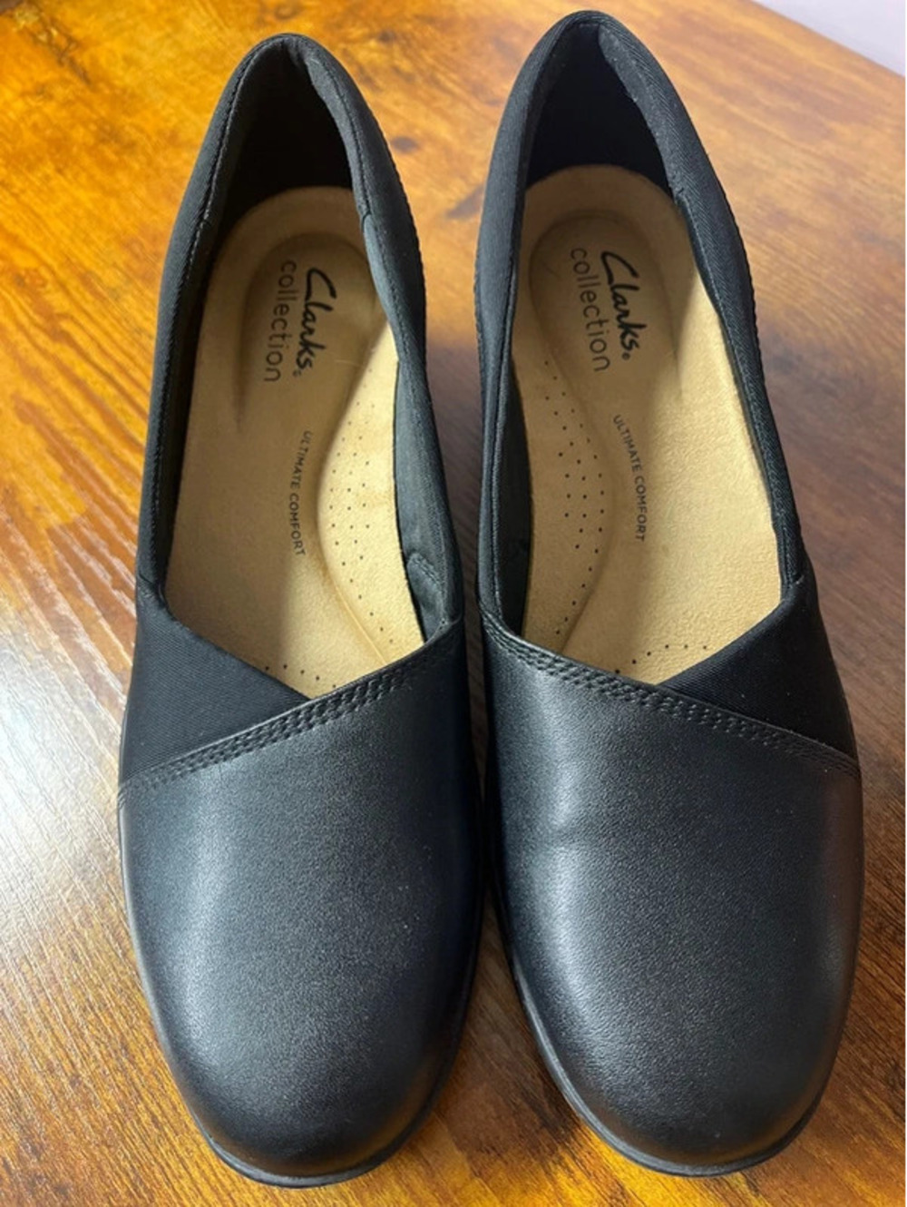 Clark’s Suttyn Walk Black Leather Women's  Wedge 7.5